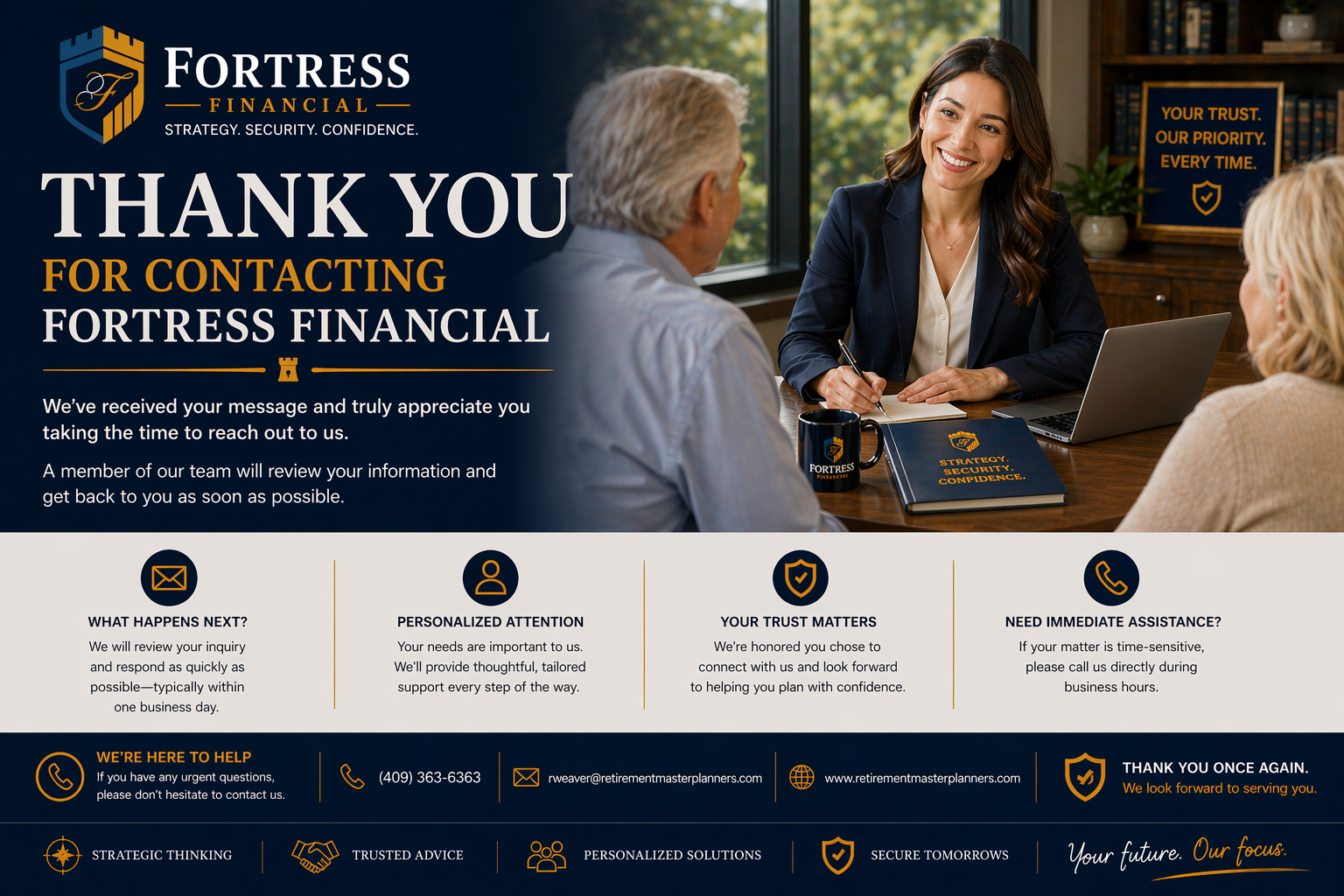Thank you for contacting Fortress Financial